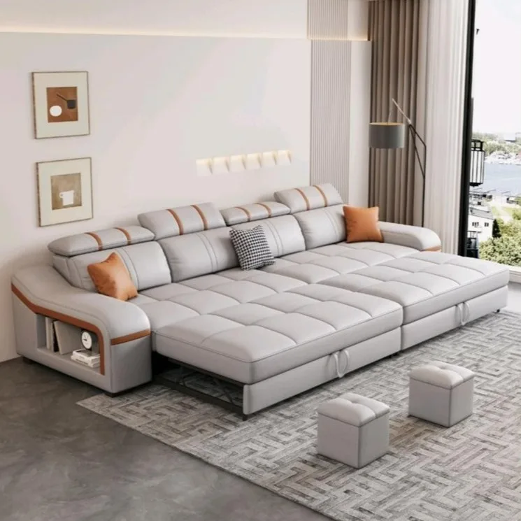 Sofa bed folding dual-purpose living room small apartment multi-functional technology cloth cat scratching skin telescopic strai