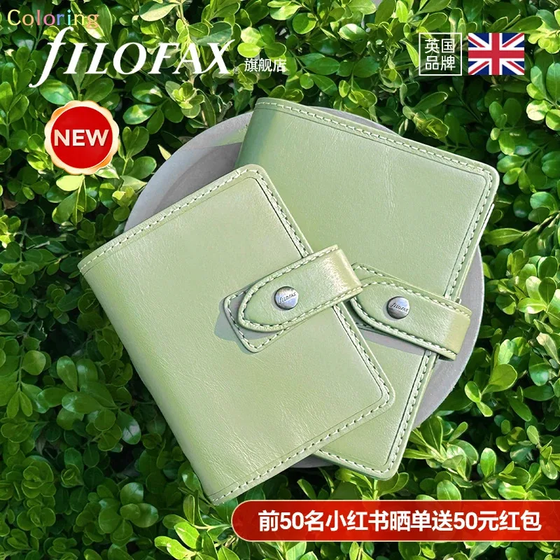 Filofax Malden Organizer Matcha Green Pelle di bufalo pieno fiore, diario calendario settimanale multilingue di lusso in cotone crema
