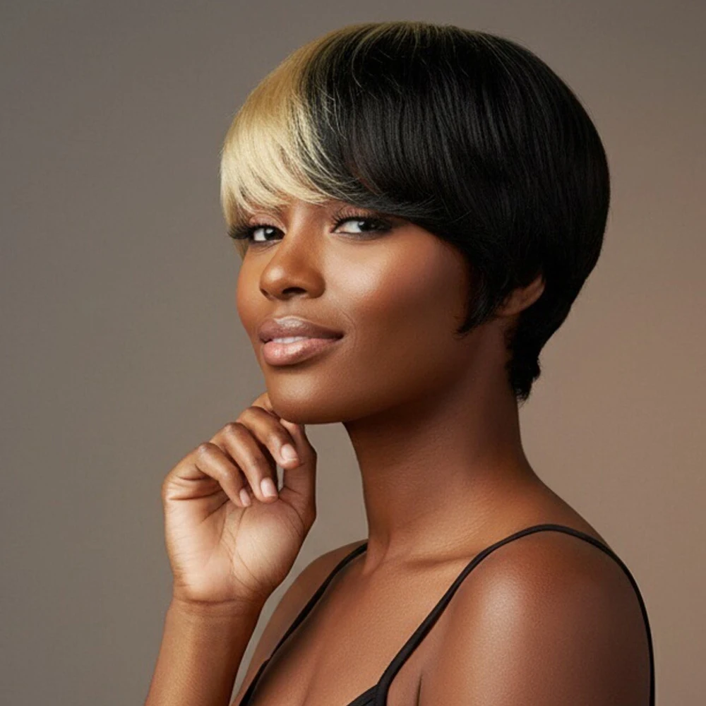 Human Hair Pixie Cu…