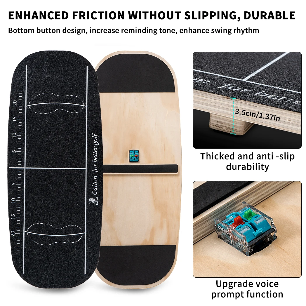 Caiton Adjustable Golf Swing Balance Pedal Weight Shift Trainer, Non-Slip Wood Board Aid for Rhythm Stability Practice Tool
