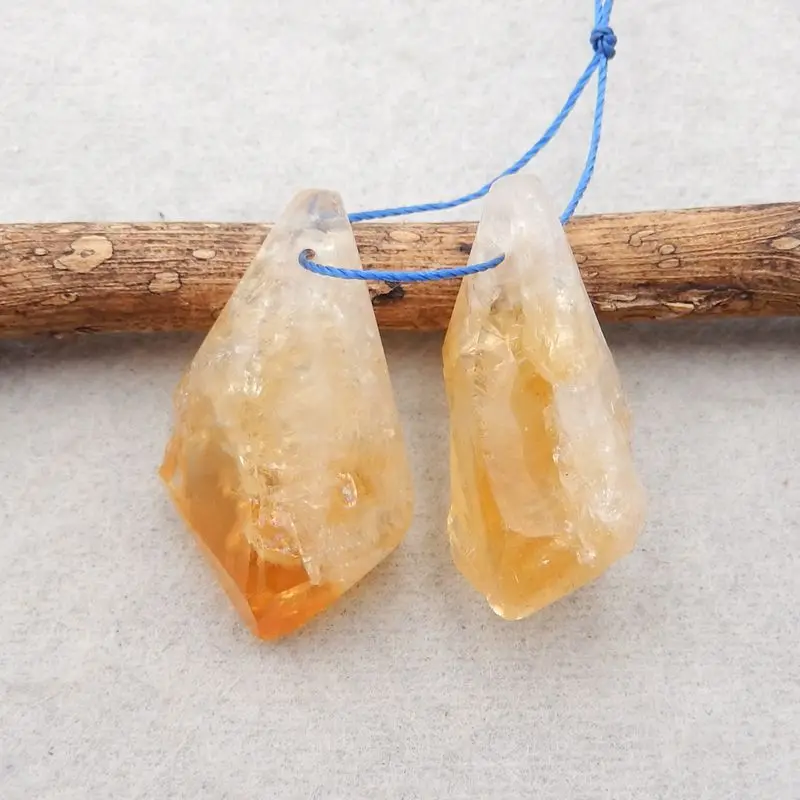 Fashion Handmade Jewelry Semiprecious Stone Natural Citrine Earring Beads Accessories For Women,27x13x12mm,9g