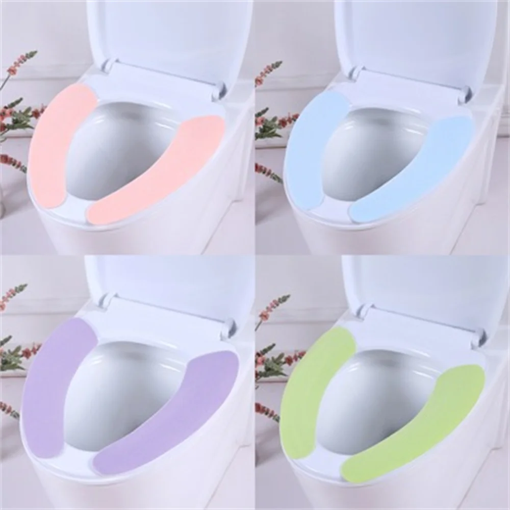 A Pair Toilet Mats Seat Cover Pads Washroom Washable Health Sticky Household Reuseable Soft Toilet Seat Lid Cover Pads Cushions