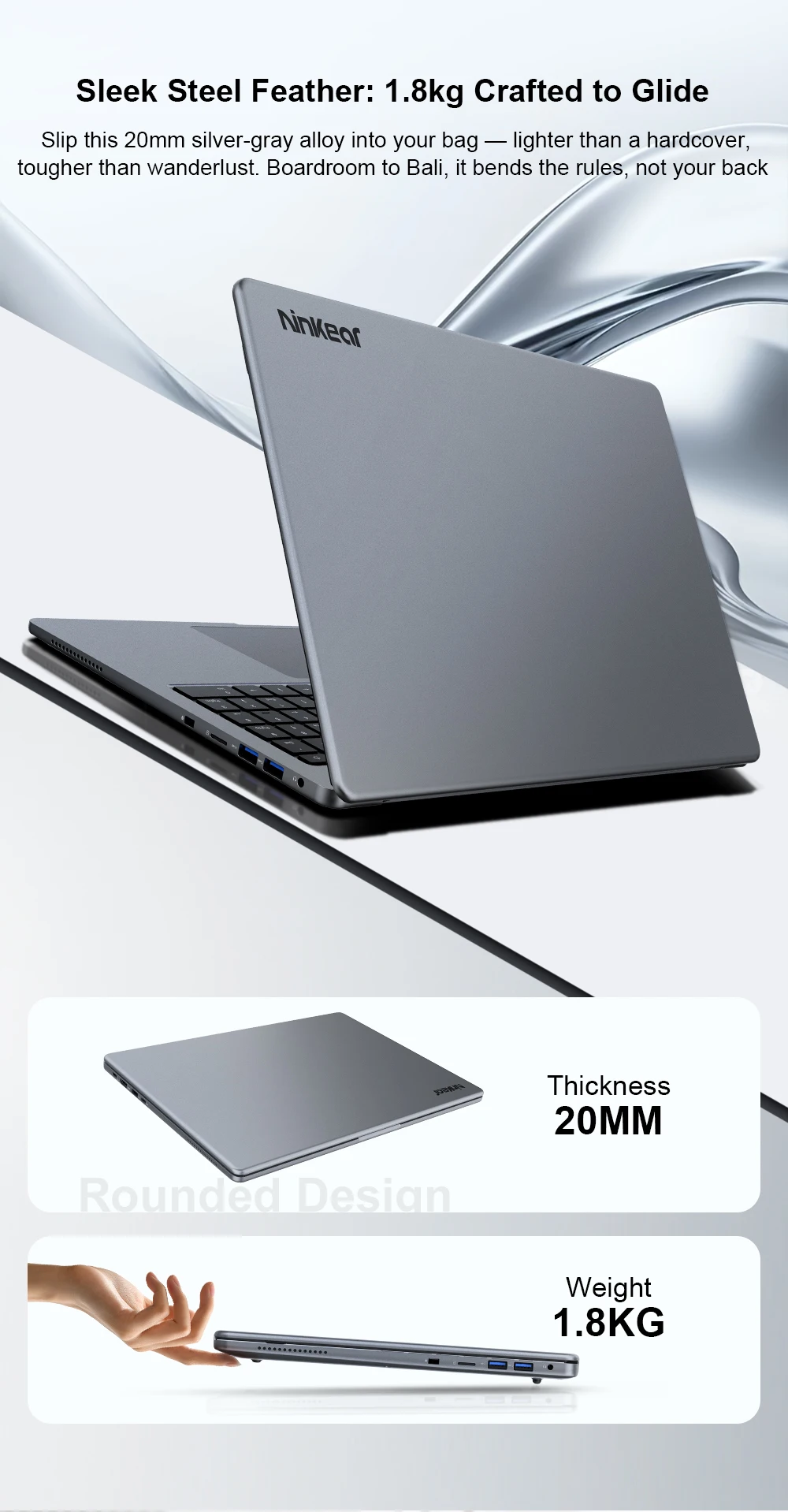 [Ship From Within Europe]Ninkear A15 Pro Laptop 16" QHD 2.5K 120Hz Display AMD Ryzen 5 5500U 16GB DDR4+1TB SSD 54.72Wh Battery 65W Charging BT5.2 Wi-Fi 6 Windows 11