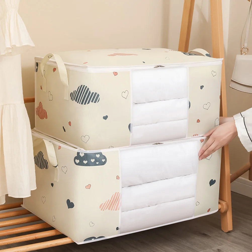 

Large Capacity Storage Bag 60 40 30cm Moving Packing Clothes Tote Duffle Travel Foldable Container Non Woven Fabric Bin Pouch