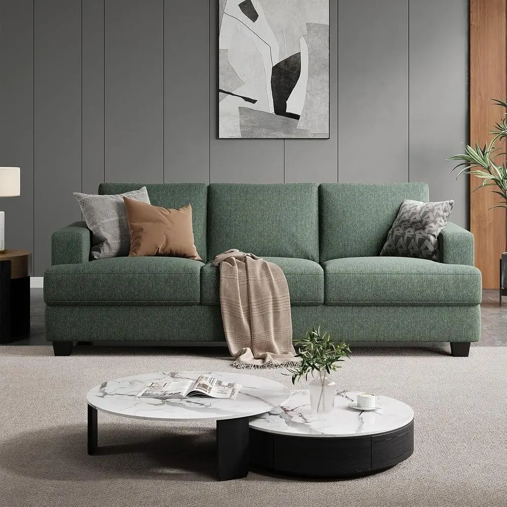 

Extra Deep 3-Seater Linen Sofa with Oversized Comfort and Plush Armrests