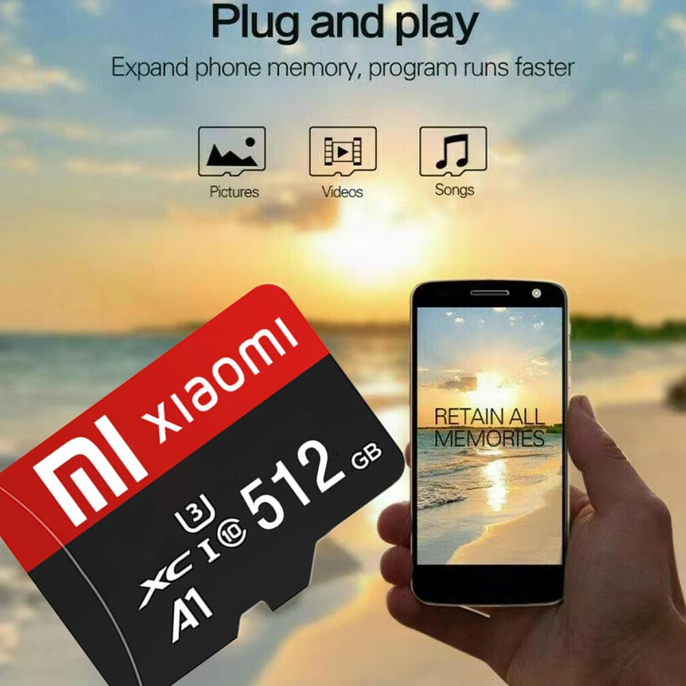 Xiaomi-Cartão de Memória Mini SD Original, Cartão Micro TF, 128GB, 256GB, 512GB, Classe 10, 2TB, Câmera