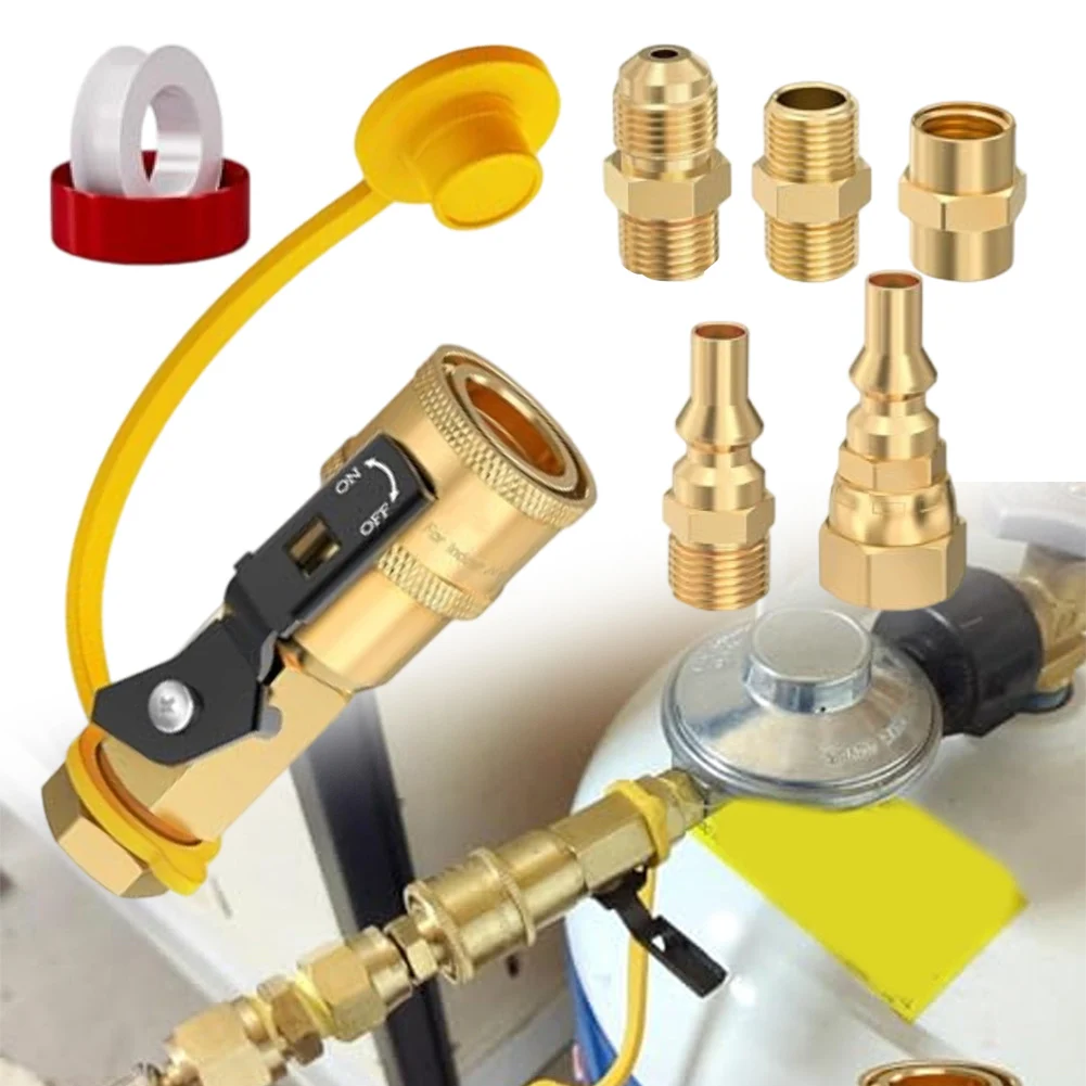 

7 шт. латунные фитинги для быстрого подключения пропана для автодома для газовой техники низкого давления идеально подходят для приготовления пищи, кемпинга и обогрева