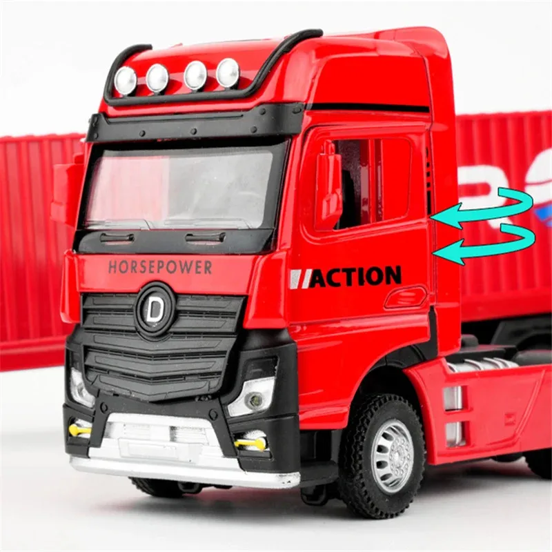 Diecast Metalen Container Vrachtwagen Transport Auto Model Legering Techniek Transportwagen Voertuig Oplegger Auto Model Kinderen Speelgoed