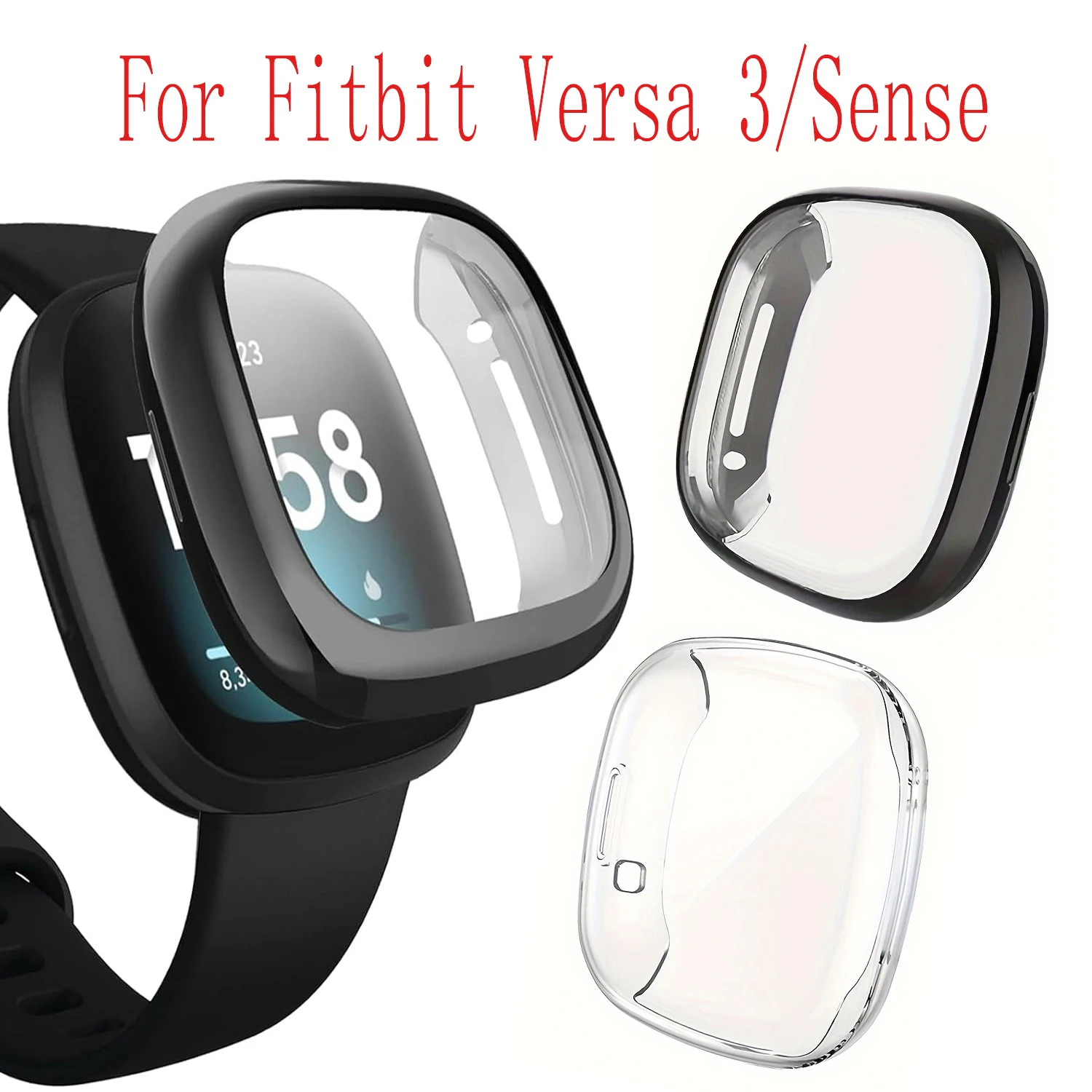 Funda protectora de pantalla para Fitbit Sense/Versa 3, Protector de pantalla de TPU suave para Fitbit Versa 3/Cubierta protectora Sense.