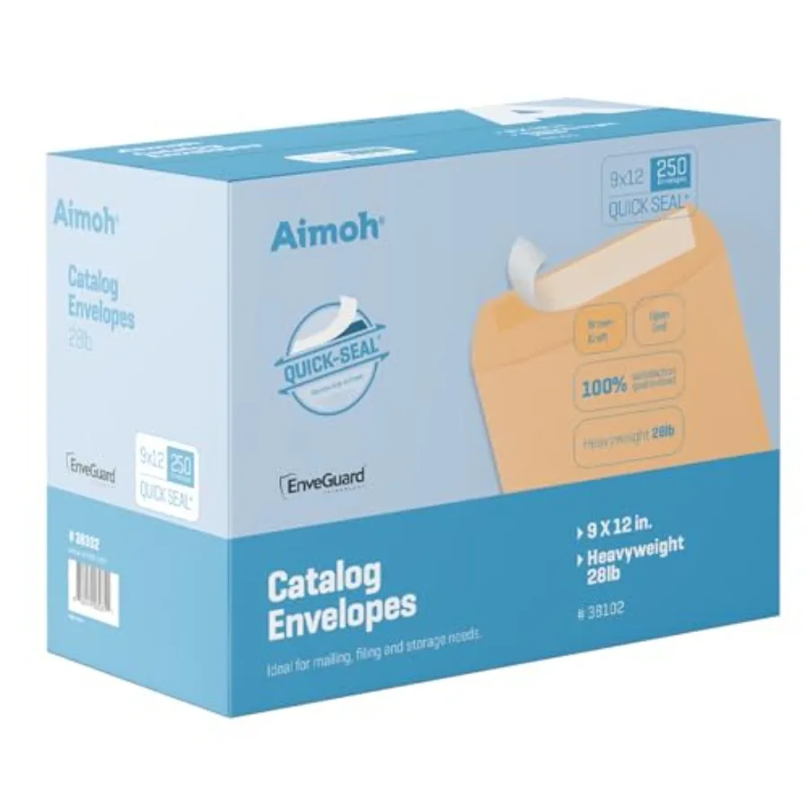 

Конверты для почтовых отправлений из коричневой крафт-бумаги с самоклеящимся клапаном, 9 x 12 дюймов, 28 фунтов, 38302