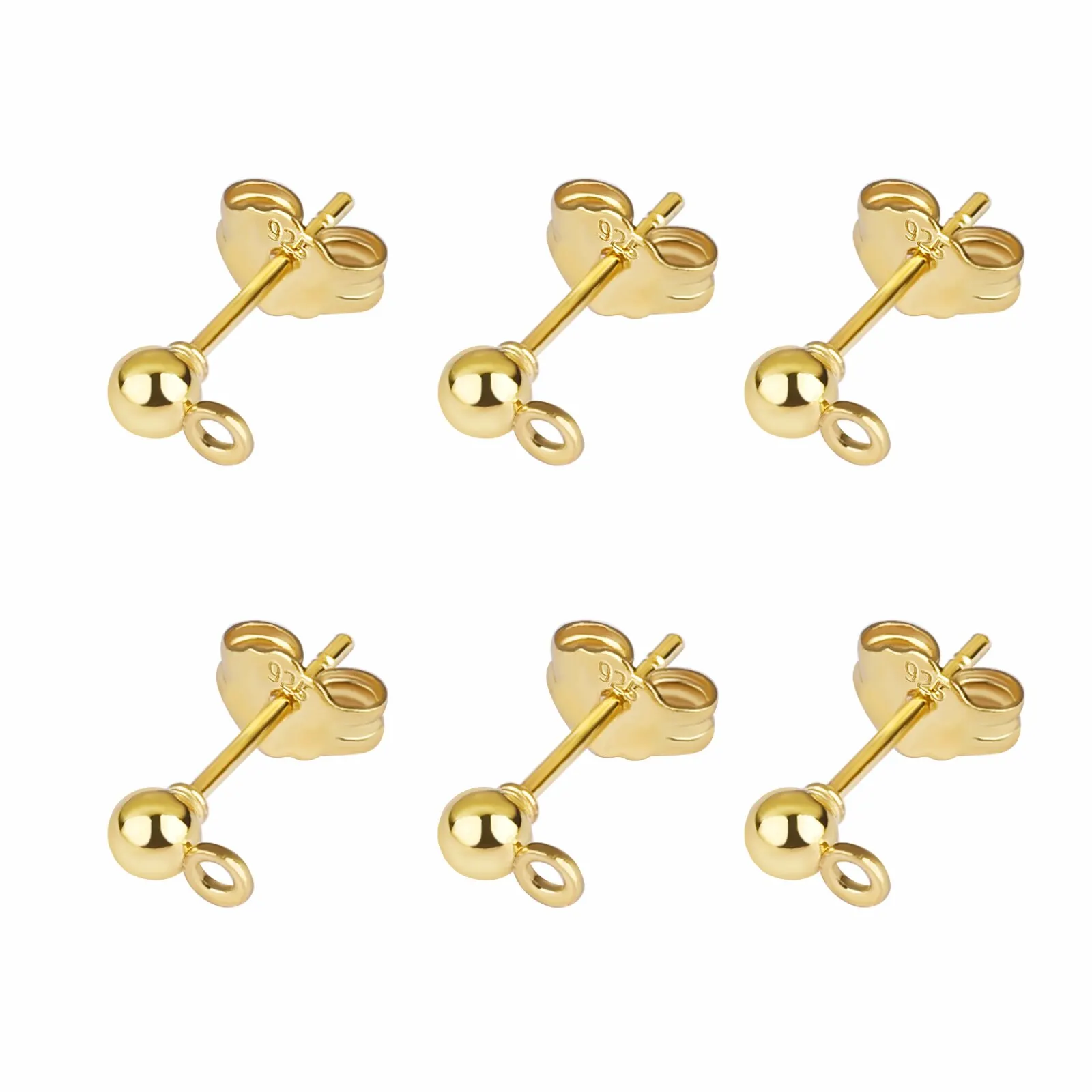 50pcs/lot Gold Silver Earring Studs Base Pins 925 Silver Plated Earring Plug Ear Back DIY Jewelry Making Findings Accessories