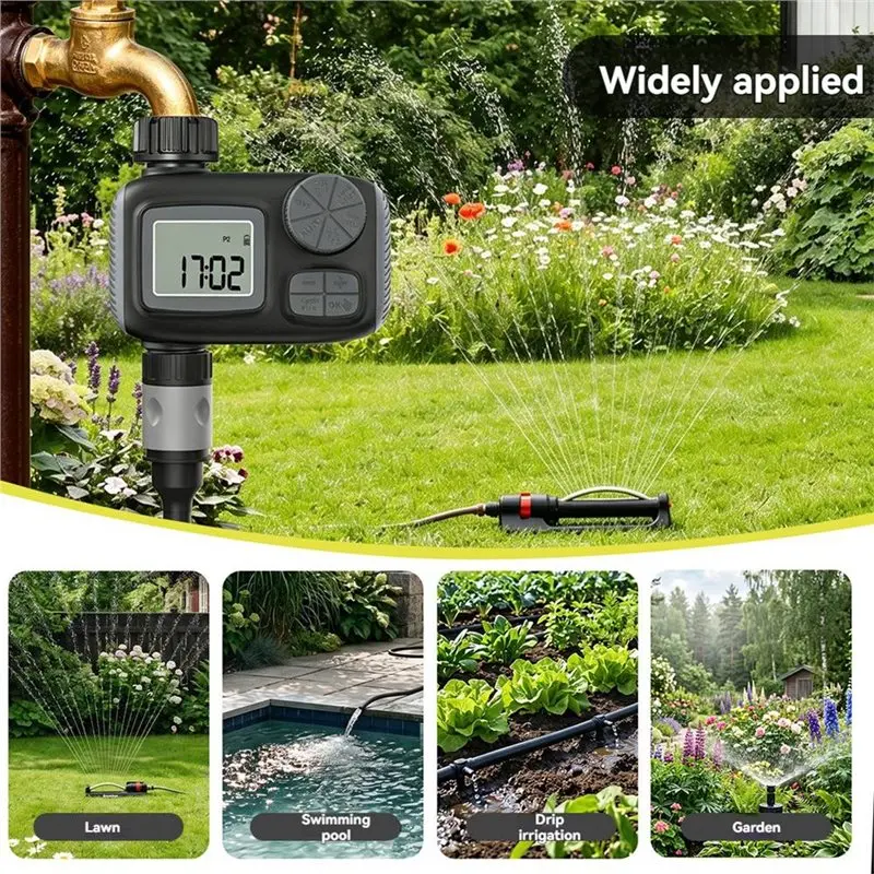 HLZS-Drip Irrigation Function Sprinkler Timer Garden Hose Faucet Timer With Manual/Rain Delay/Automatic US Watering Timer