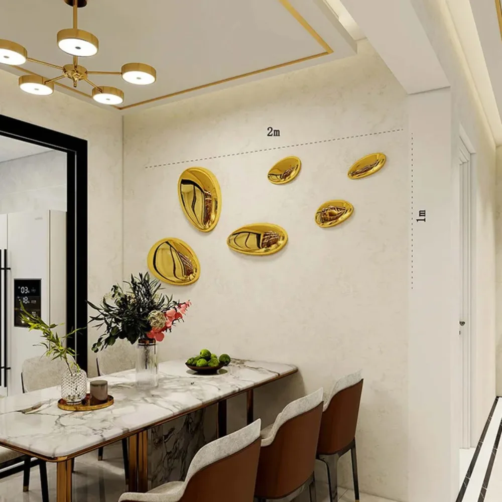 Modern Minimalist Pebble Wall Hanging Creative Art Lucky Pendant Imitation Metal Wall Decor For Dining Room Home Decoration