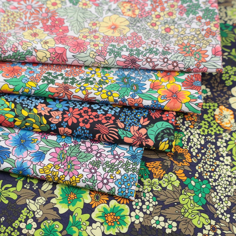 

40 Count Pure Cotton Printed Fabric Pastoral Style Vibrant Colors for Women Kids Clothing Shirt Dress Bag Loungewear Sewing