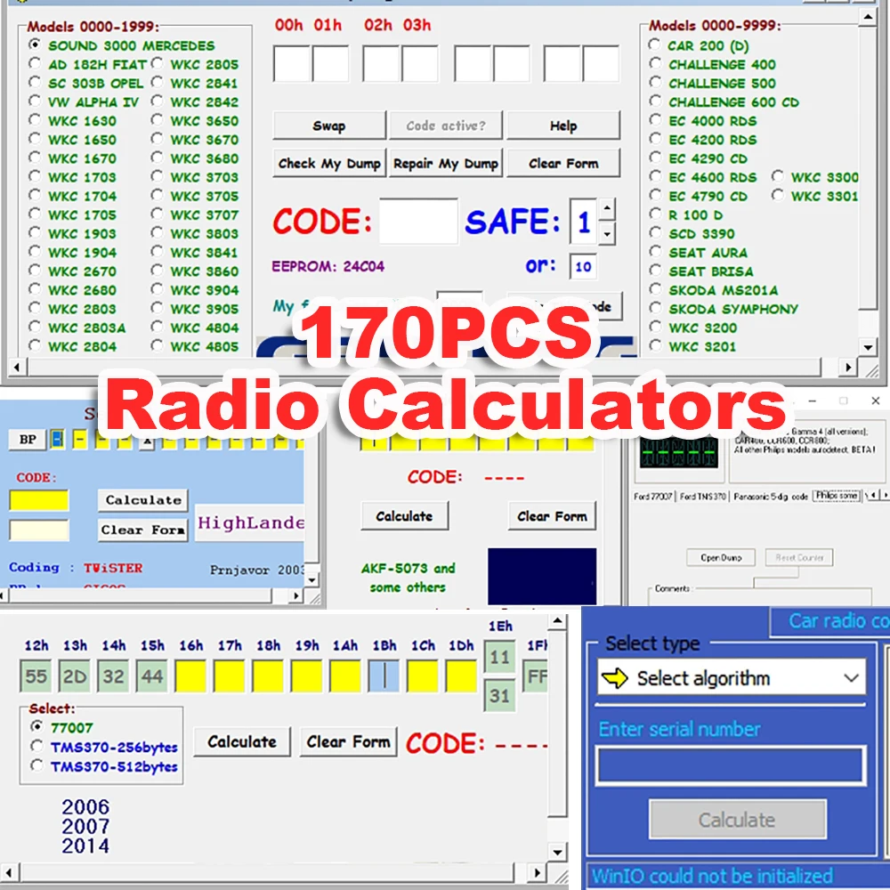 Decodifica codice sblocco Radio calcolatrici autoradio per Skoda per Audi per Benz per Ford Password decodifica Audio 170 pezzi calcolatrici