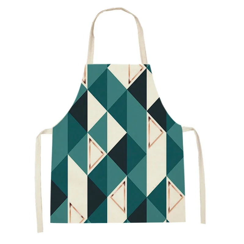 

Кухонные фартуки с абстрактным геометрическим принтом для женщин, льняные нагрудники без рукавов, фартук для бытовой уборки, домашнее приготовление пищи, выпечки, пинафоры