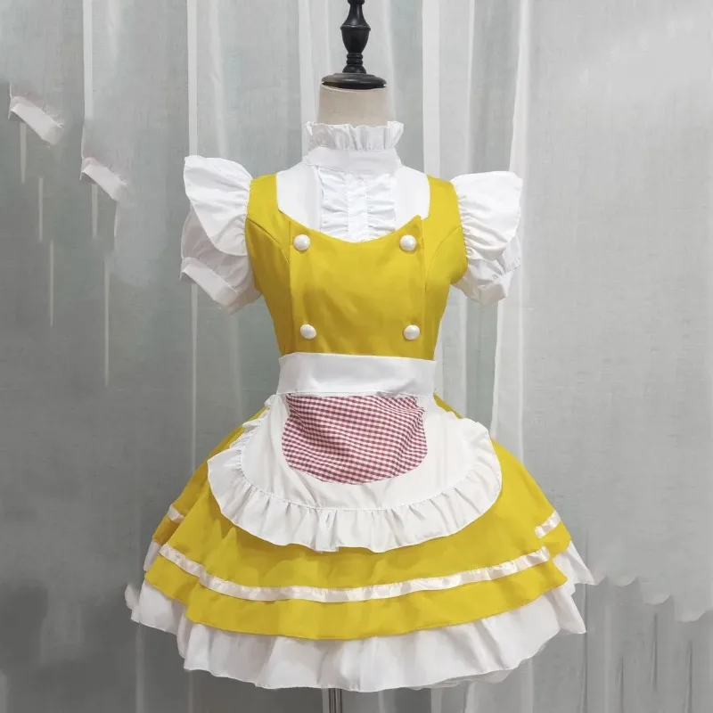 Yellow Sweet Maid Dress Japanese Anime Cosplay Costume Lolita Maid Outfit Women Halloween Stage Performance Suit Sexy Uniform