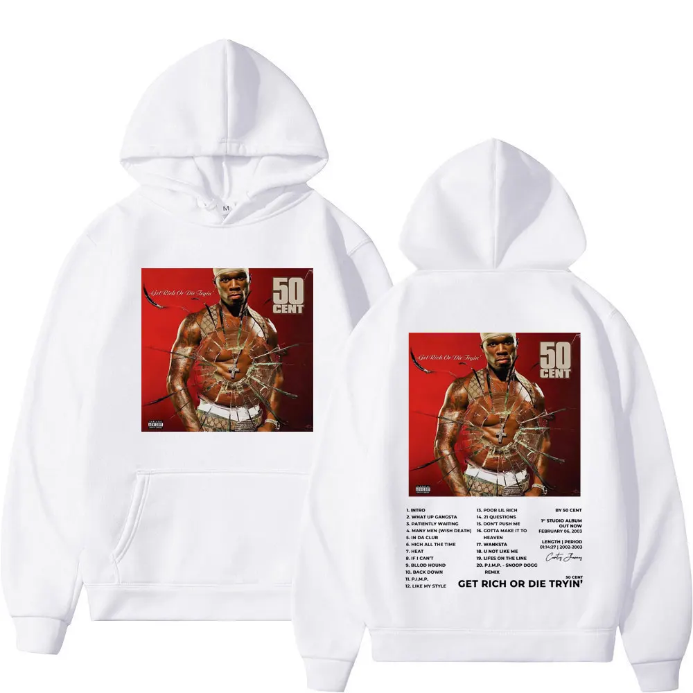 Rapper 50 Cent Music Album Cover Print Hoodies Unisex Harajuku Hip Hop Hooded Sweatshirts High Quality Fashion Loose Pullovers