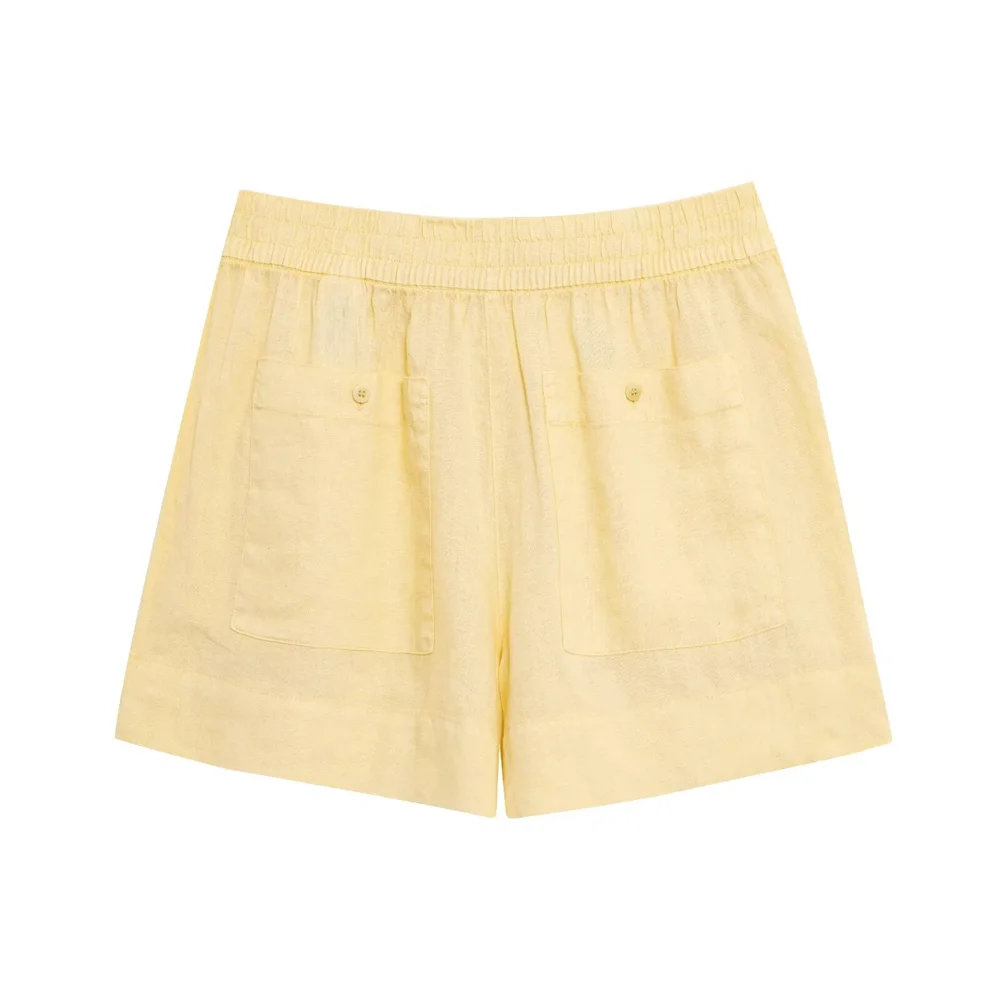 2025 RARA novedad de verano, moda informal para mujer, Color sólido, manga larga, cuello en V, camisa informal, conjunto de pantalones cortos de cintura media