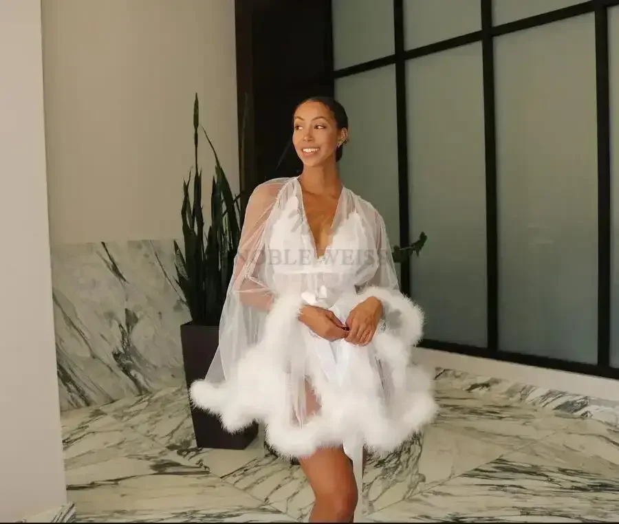 Vestido de maternidad de plumas para sesión de fotos, vestido de fotografía para mujeres embarazadas, Kimono, bata de noche para graduación, boda, albornoz, Chaqueta corta