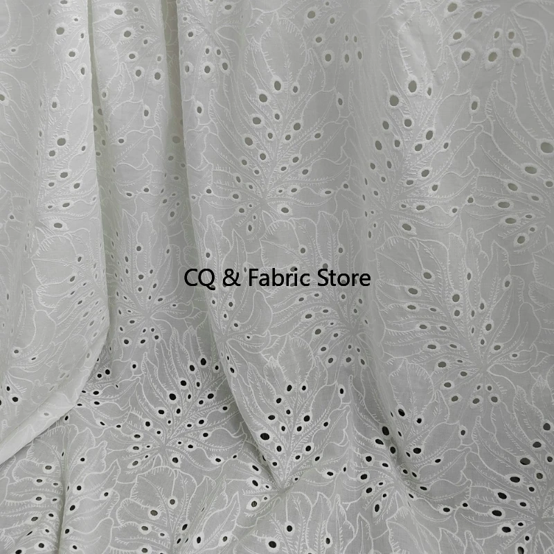 

Хлопчатобумажная ткань с вышивкой в виде листьев для шитья одежды Дизайнерская ткань на метр