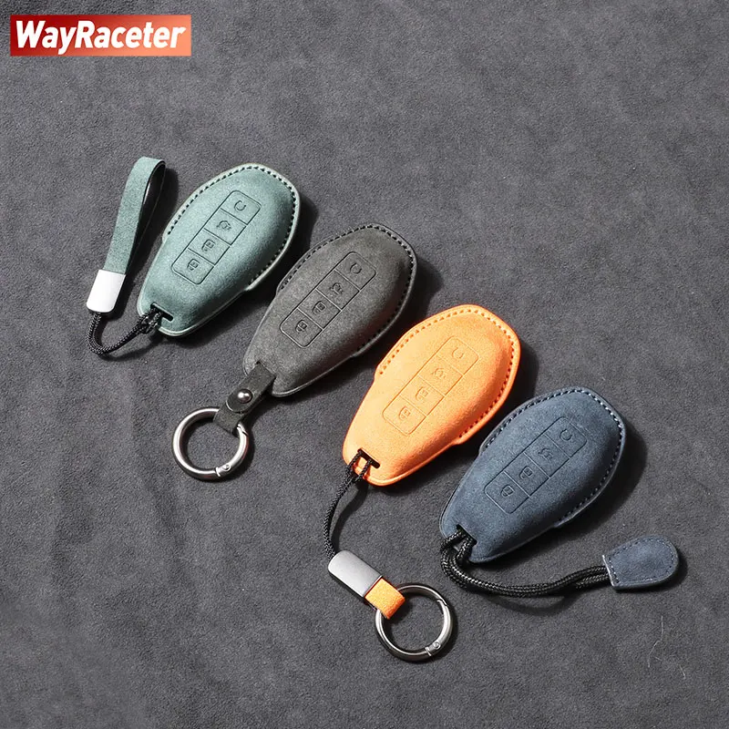 Top Super Ultra Suede Car Key Case Cover Protection Keychain Decoration For Denza B5 2025 B8 2026 Accessories