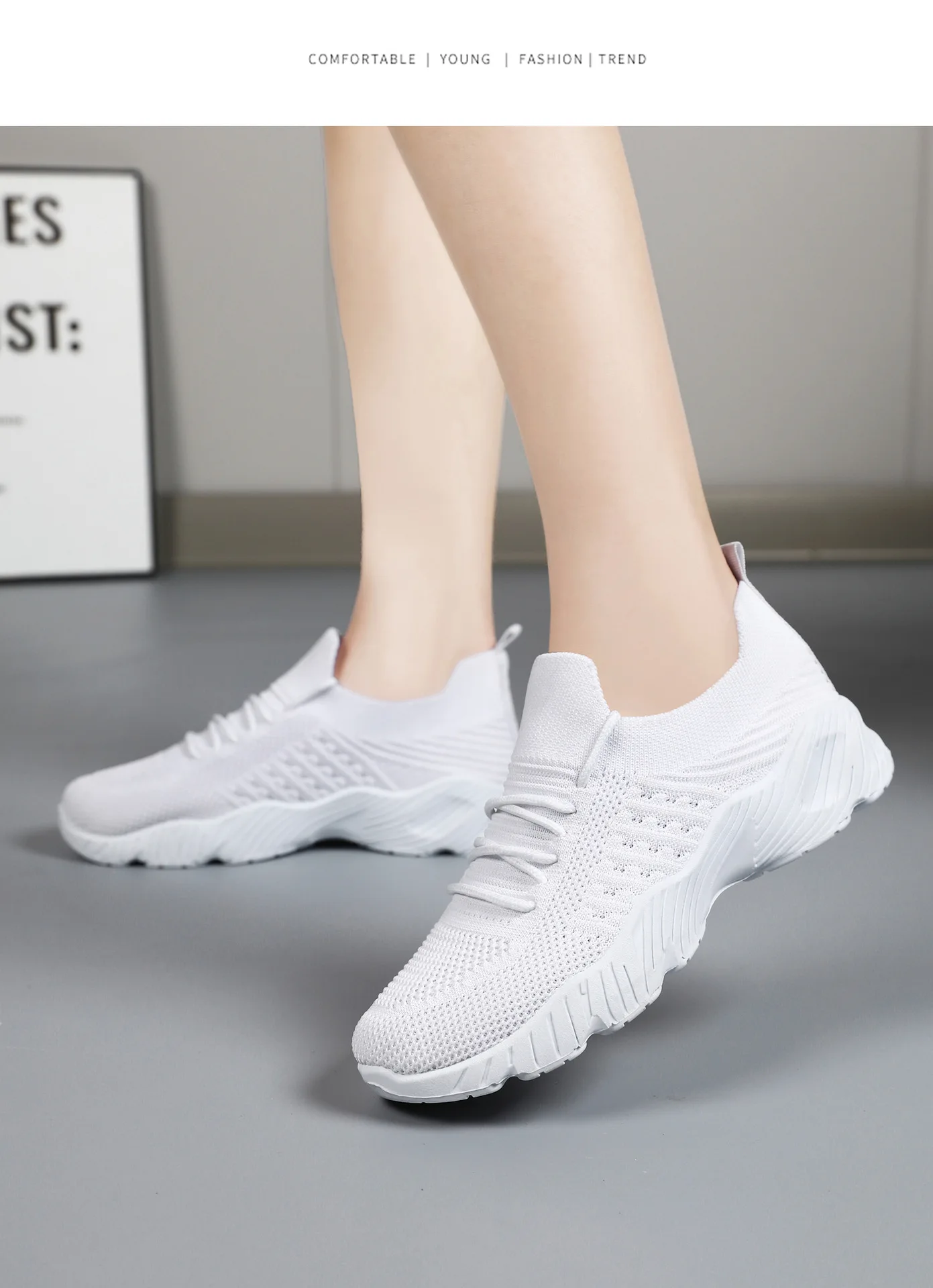 Atmungsaktive Damen-Sneaker aus Flying Weave, leichte, weiche Sohle, für ältere Menschen, Mutter, Wanderschuhe, Sommer-Mesh, rutschfeste, lässige Sportschuhe – Detail 25
