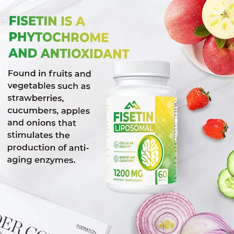 

Fisetin 1200mg Liposome Pure Fisetin Polyphenol Antioxidant Immune Health Aging Cognitive Support Non GMO 60 Capsules