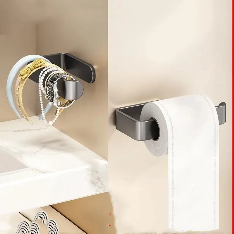 Wall Mounted Toilet Paper Holder Rustproof Thickened Plastic Storage Rack Bathroom Kitchen Toilet Accessories..