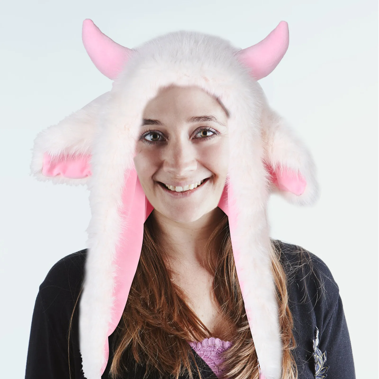 Conjunto de Gorro e Cachecol de Chifres de Boi Macios, Bonito e Quente para o Inverno, Chapéu de Fantasia de Animal para Crianças e Adultos, Uso em Festas, Gorros Engraçados para Adolescentes
