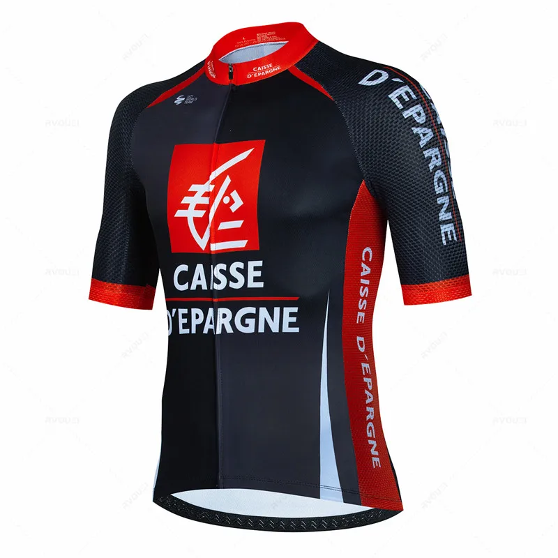 Caisse D\'Épargne Summer Cycling Jersey Set Bike Shorts Set MTB Spain Ciclismo Mens Short Sleeve Bicycle Shirts Maillot Clothing