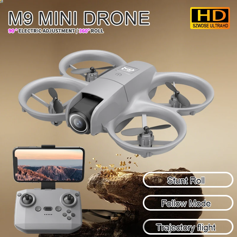 新型M9ミニドローン 4Kカメラ 90 °   ESC オプティカルフローポジショニング 空中撮影 リモコン航空機 クアッドコプター ドローン おもちゃ ギフト