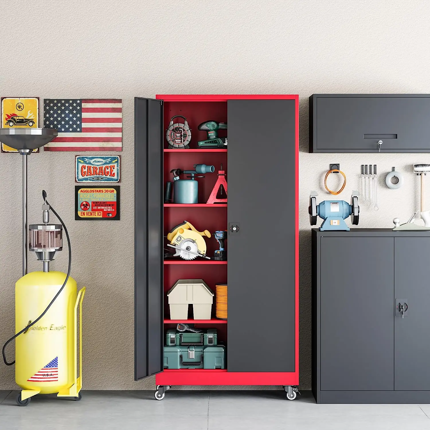 Metal Storage Cabinet with Wheels, 75