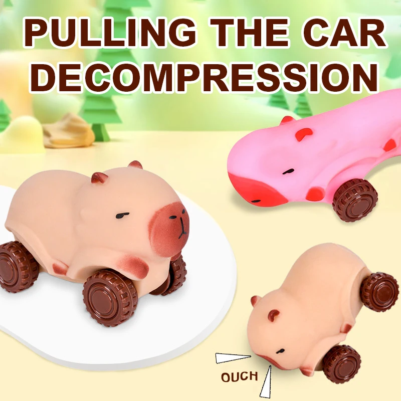 Kapybara Transforming Car TPR Pull & Squeeze Stress Relief Fidget Kids Deformation Stretch Car Decompression Rally Pinching Car
