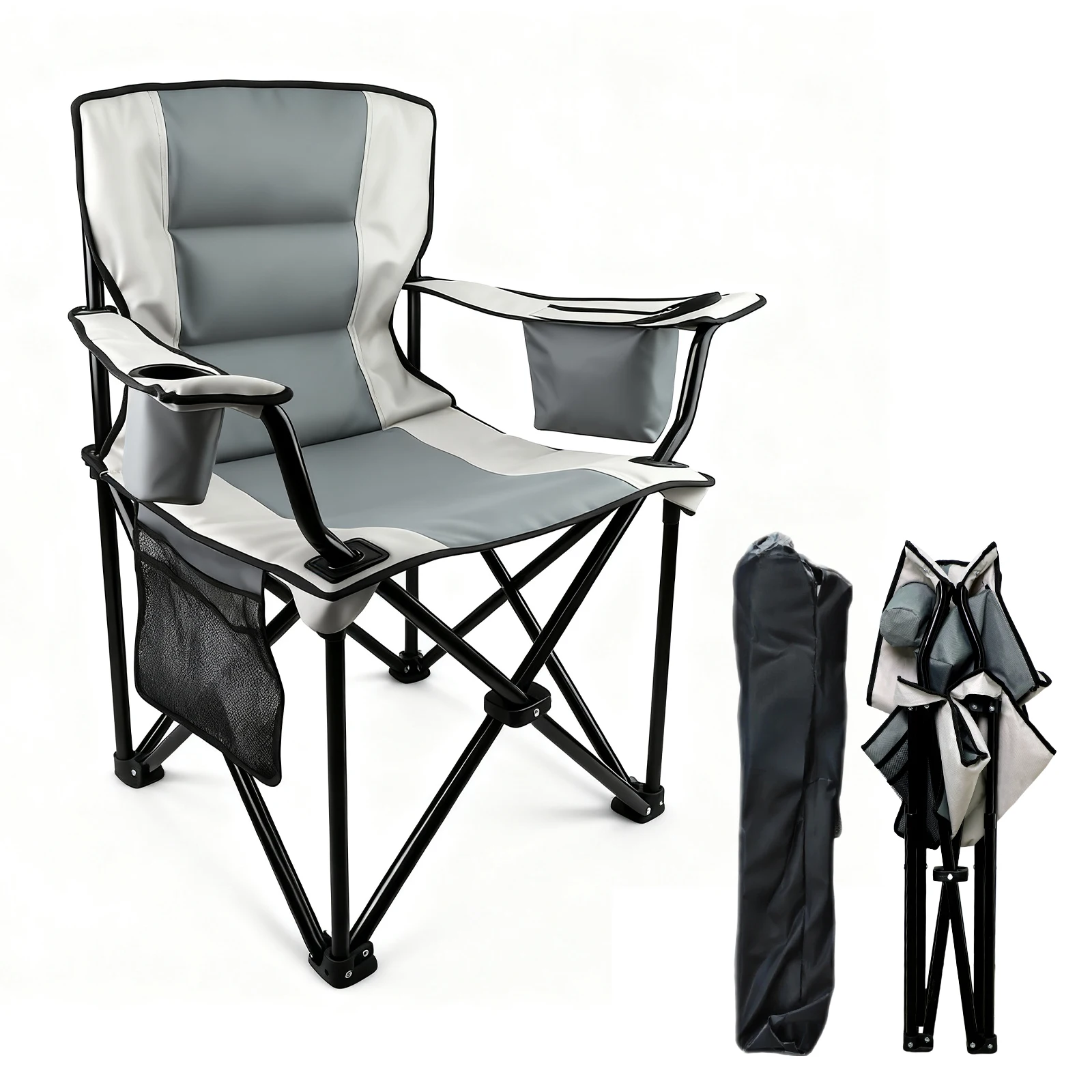 

Custom Lightweight Foldable Portable Fishing Chair Oxford Fabric Iron Frame Modern Design Durable Eco-Friendly for Camping Beach