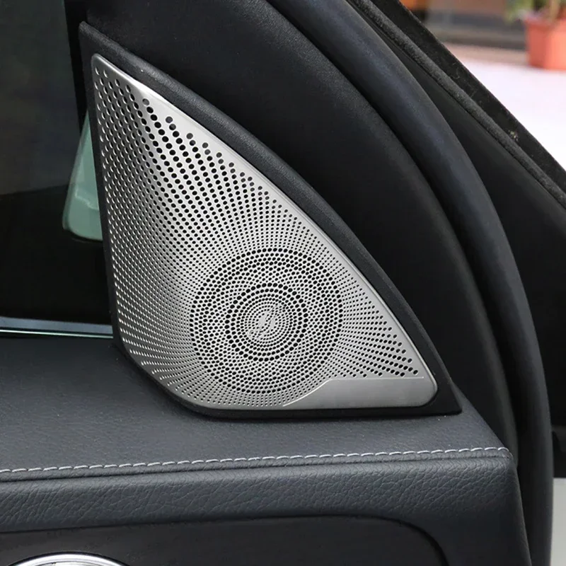 Stainless Steel Tweeter Speaker Cover Trim For Mercedes Benz C E Class GLC W213 W205 X253 Matte Car Door Audio Speaker Cover