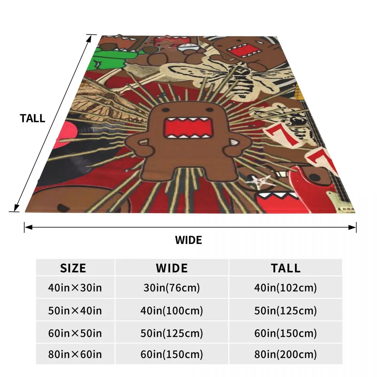 Domo Kun Doll Face Graphic Blanket Soft Warm Flannel Throw Blanket Plush for Bed Travel Home Sofa