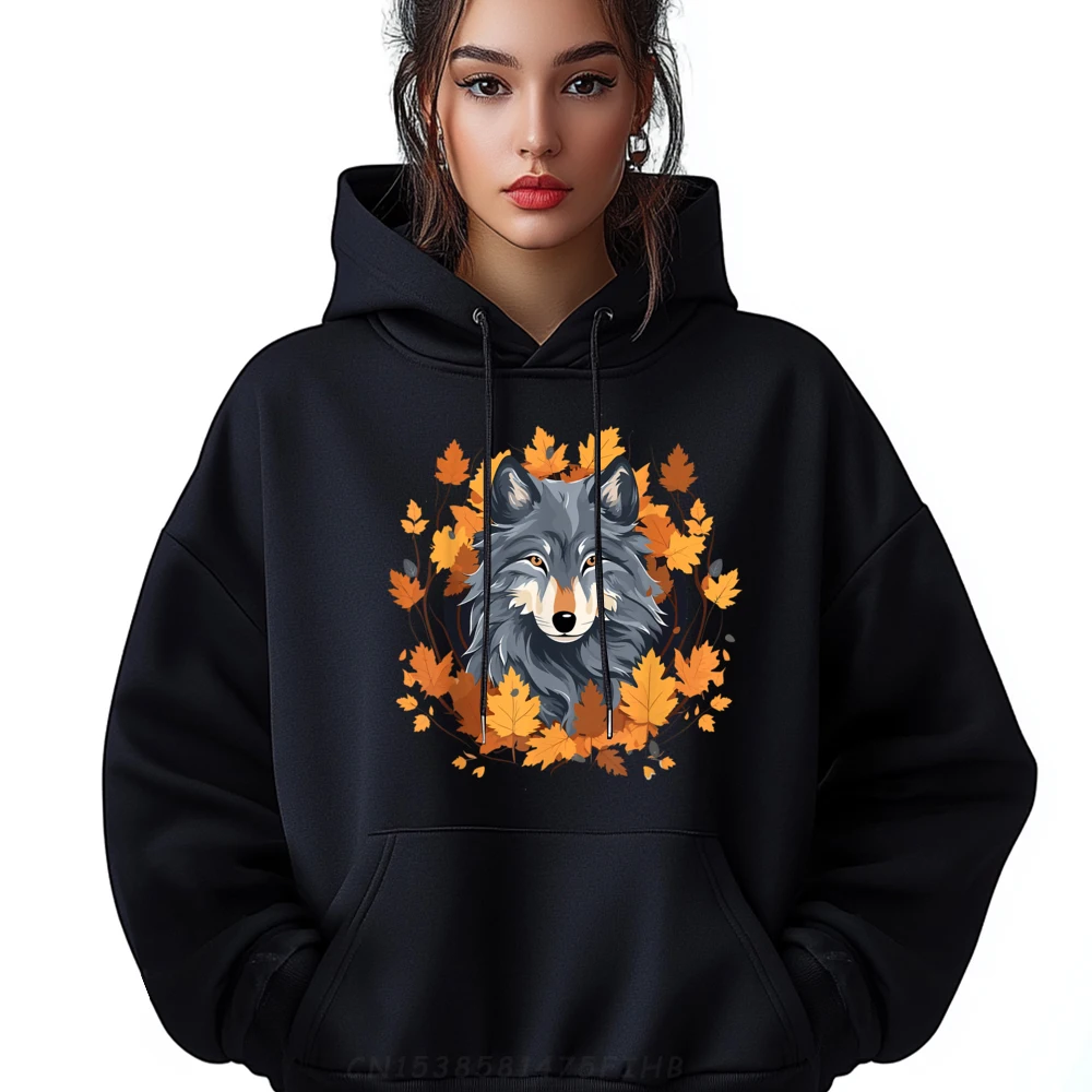 

Retro Male Hoodies Autumn Wolf Animal Wild Fall Funny Sweatshirt Graphic Long Sleeve Casual Hoodies Crew Neck Clothes
