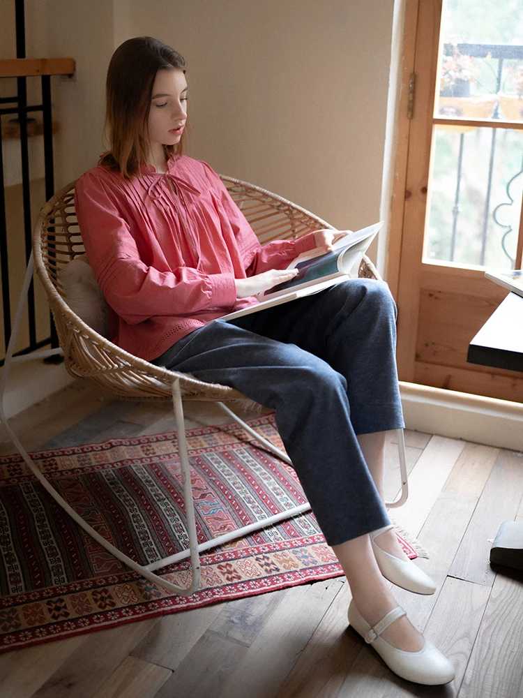 

Marchnoon20-Stitch High-Mile Long-Pile Cotton Ruffle-d White irt Belted Slim A-Line Long-Sve Small irt