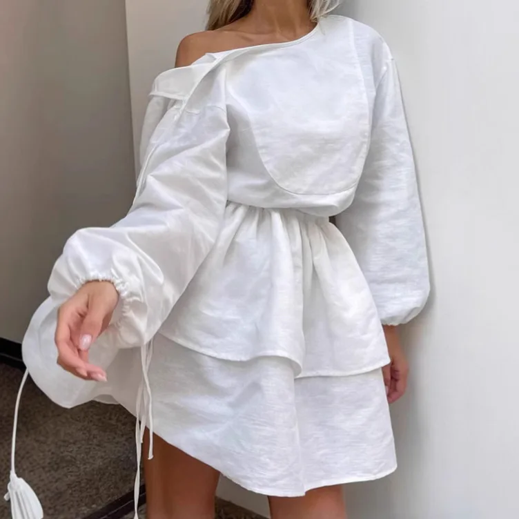 Dresses Womens Jacquard Spring Modal Hand-Pleated Ditsy Dots Smocking Flared Skew Short Picnic Mori Pastoral Relaxed Literary OL