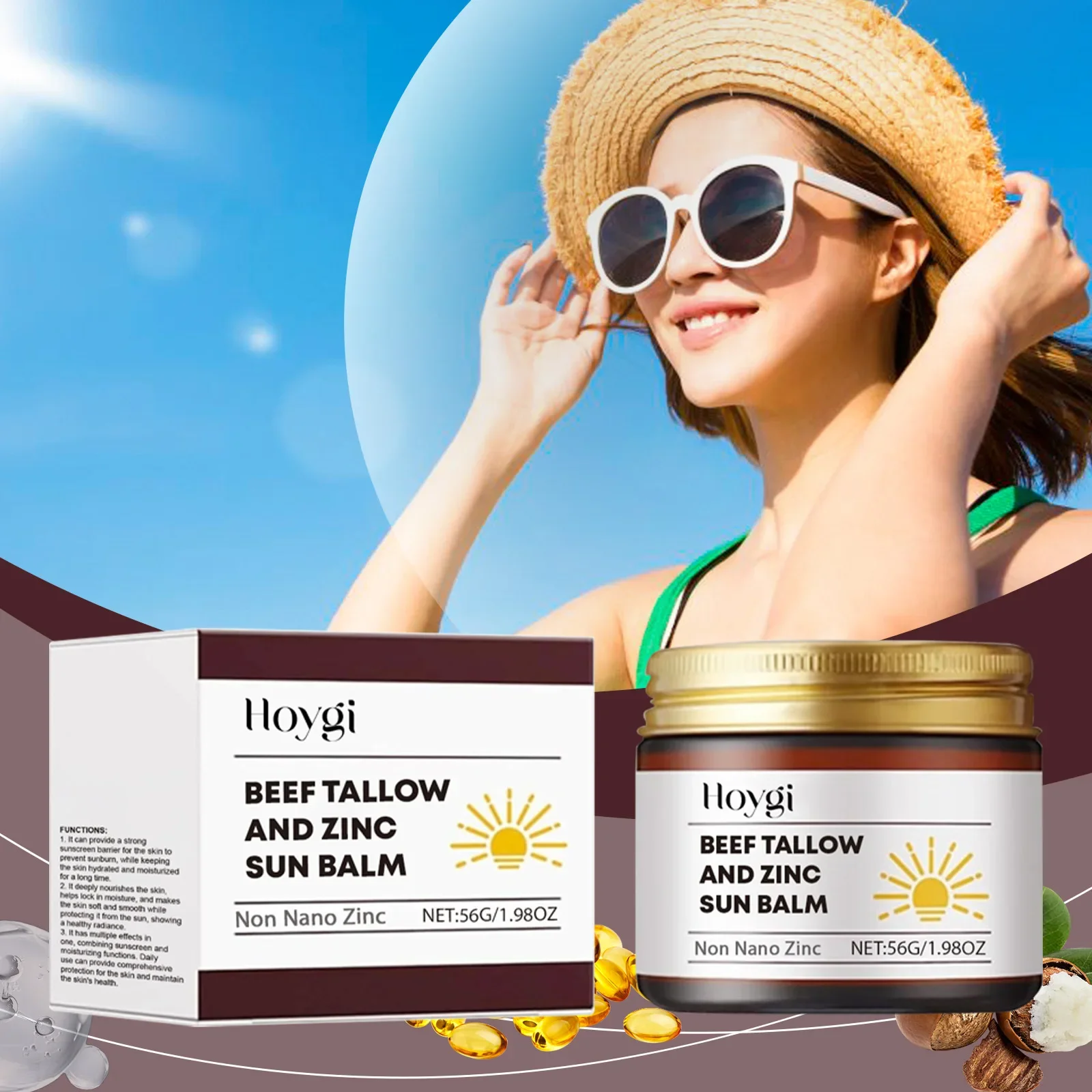 HOYGI Beef Fat Moisturizing Protective Cream Outdoor Protection Moisturizing Nourishing Locking Water Smooth Gentle Isolation