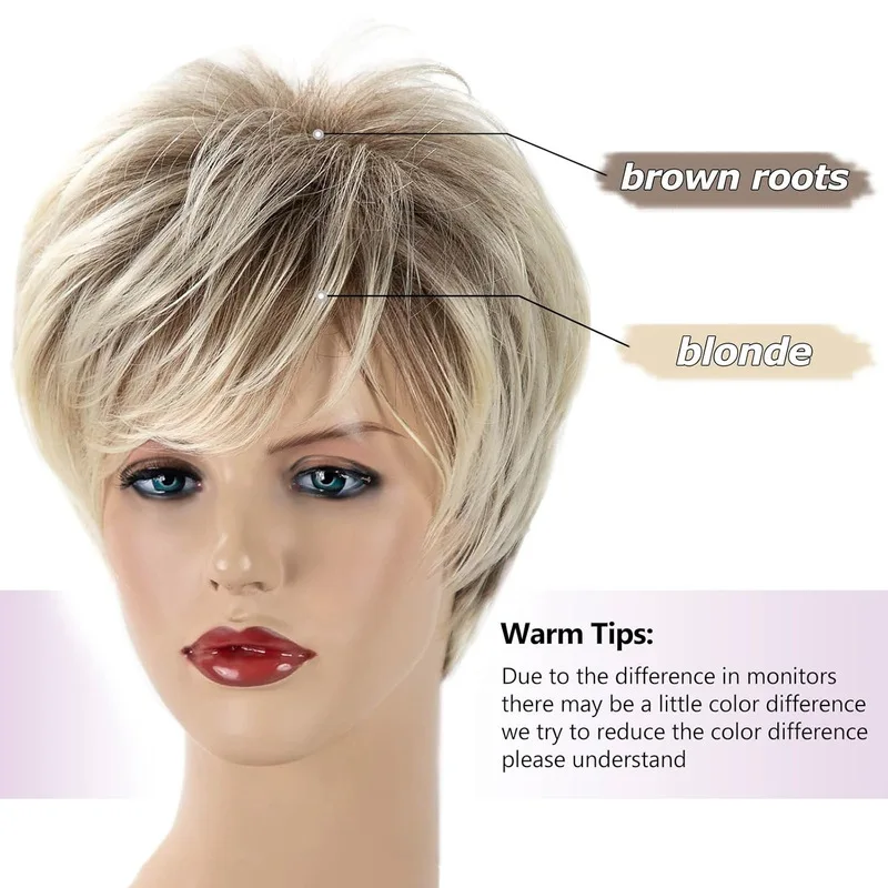 European American style short women, gradient fluffy white wig, versatile and flattering for all face shapes