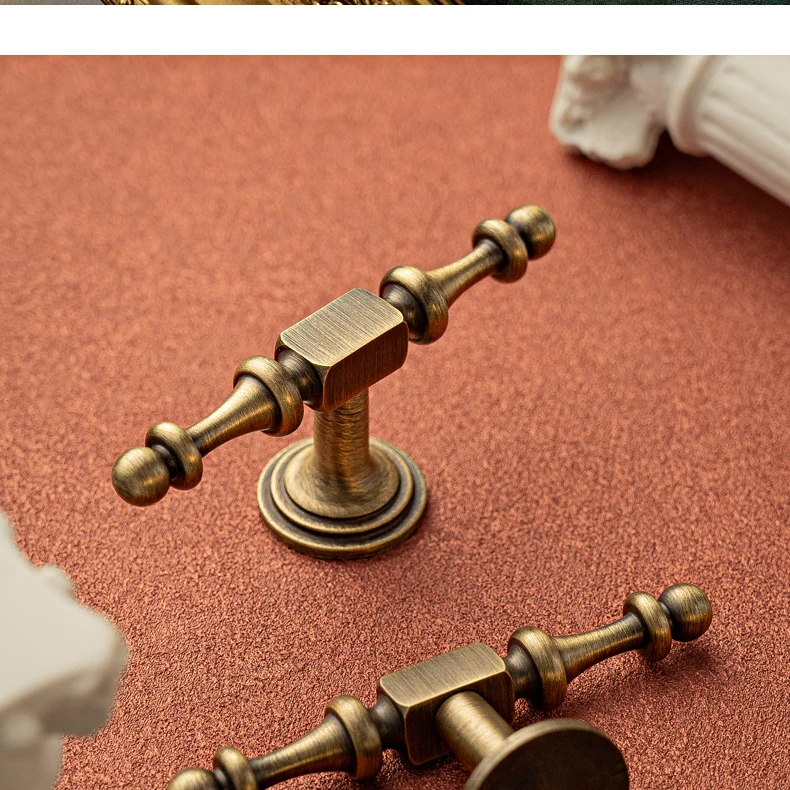 Antique brushed brass cabinet handle 9