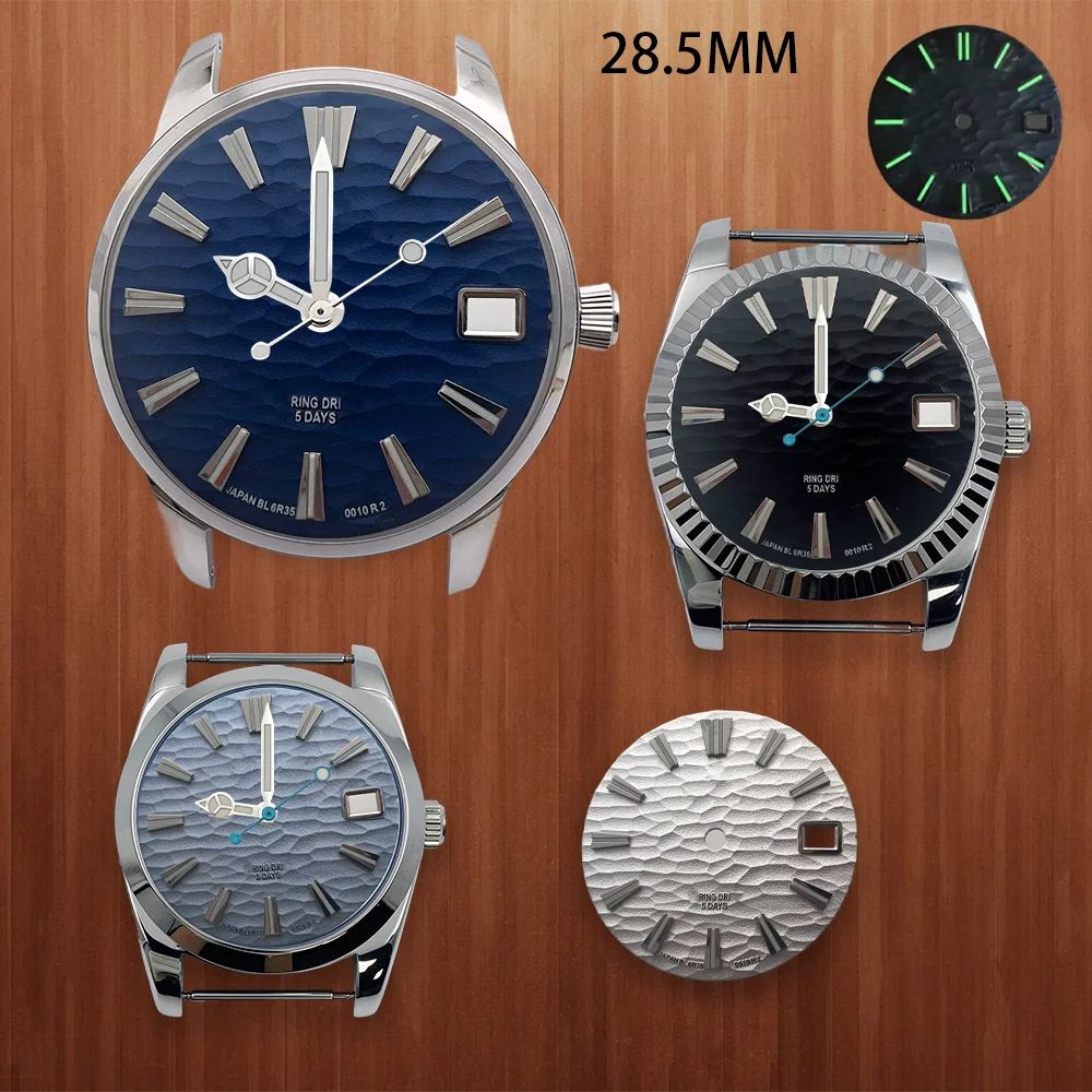High quality Green Luminous 3D wave Dial 28.5mm G S Dial Fit NH35/NH36 Japan Automatic Movement High-Quality 28.5MM Dial