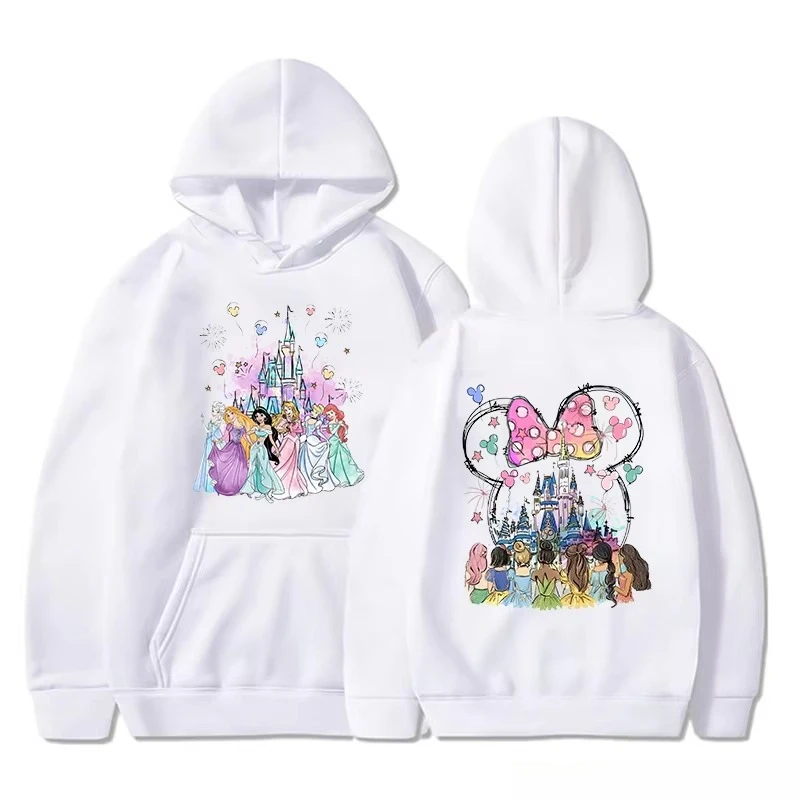 Disney Princess Castle Print Hoodie Women's Casual Outdoor Sweatshirt Cartoon Disney Princess Costume Top Hoodie