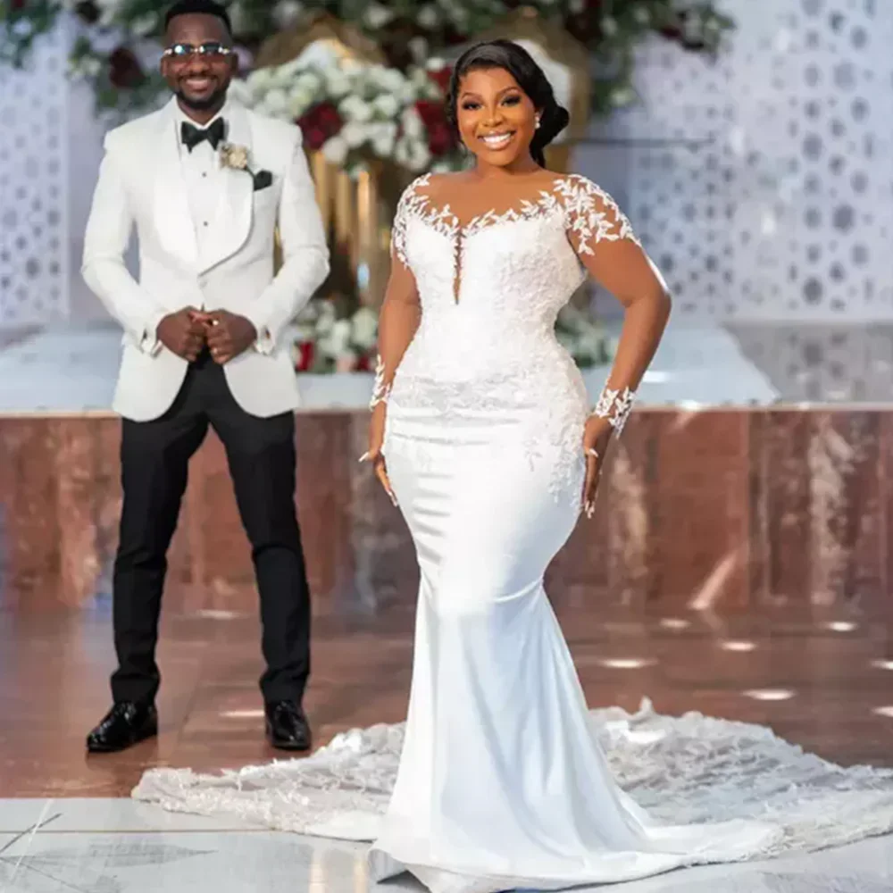 فساتين زفاف أنيقة بحورية البحر بدون حمالات مخصصة ثنيات من الشيفون فستان سويب تراين مقاس كبير