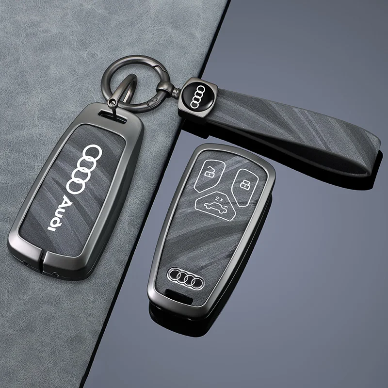 Leather Car Key Case Cover For Audi A1 A3 A4 A5 A6 A7 A8 B9 Quattro Q3 Q5 Q7 TT TTS 8S 2009-2017 Protector Shell Car Accessories