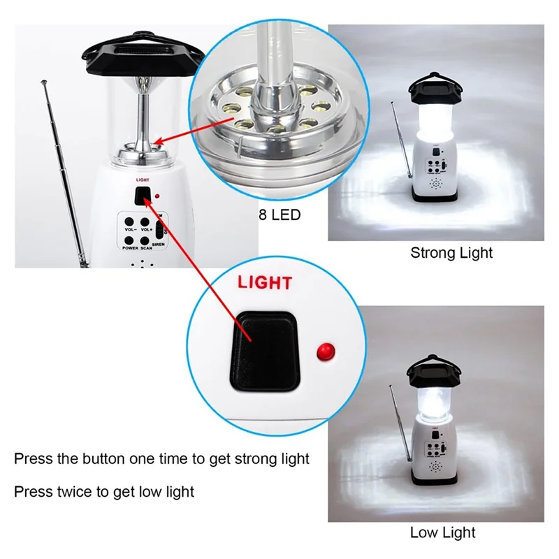 

ABJI-Solar Powered Mobile Phone Charging Radio Emergency Alarm, Sound, Camping Light, And Portable Build For Outdoor Use