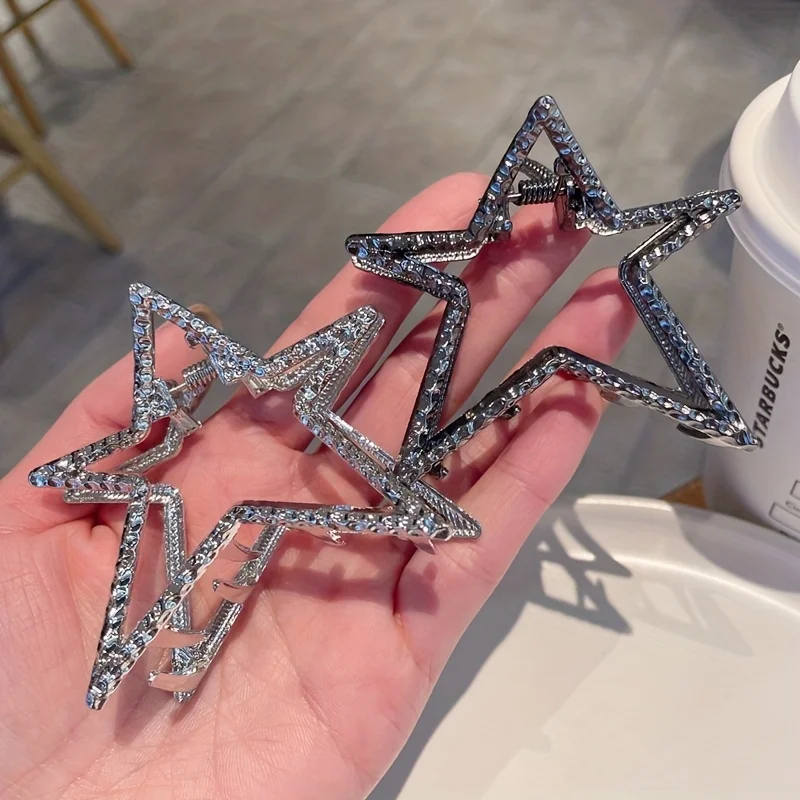 y2k five-pointed star metal grab clip Europe and the United States wind temperament grab clip female hair clip