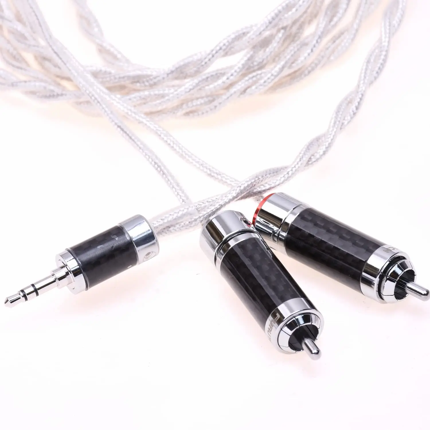 Crystal Clear Silver Plated Shield Rhodium Plated Screw Locking RCA Male Balanced Audio Adapter Cable